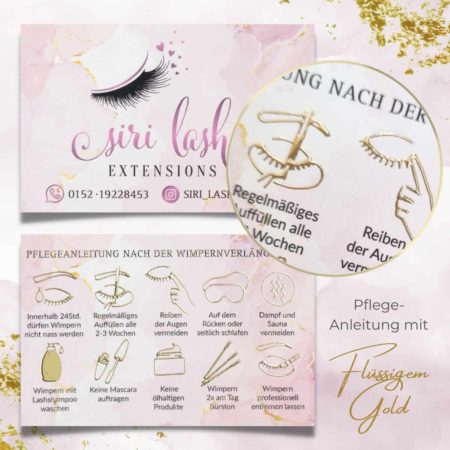 Pflegeanleitung Wimpernverlängerung / Microblading / Extensions  - Gold / Silber