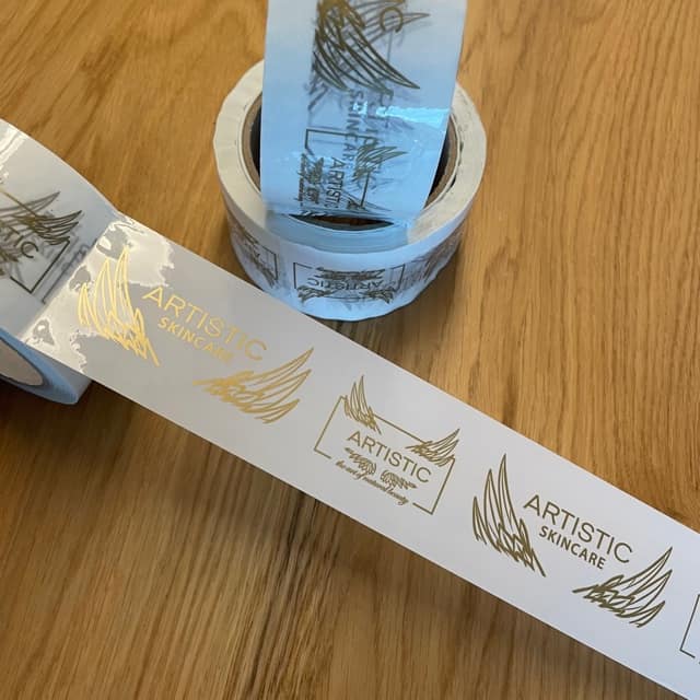 Klebeband / Paketband / mit Logo bedruckt / PVC / gold - silber / 36 Rollen - Image 2