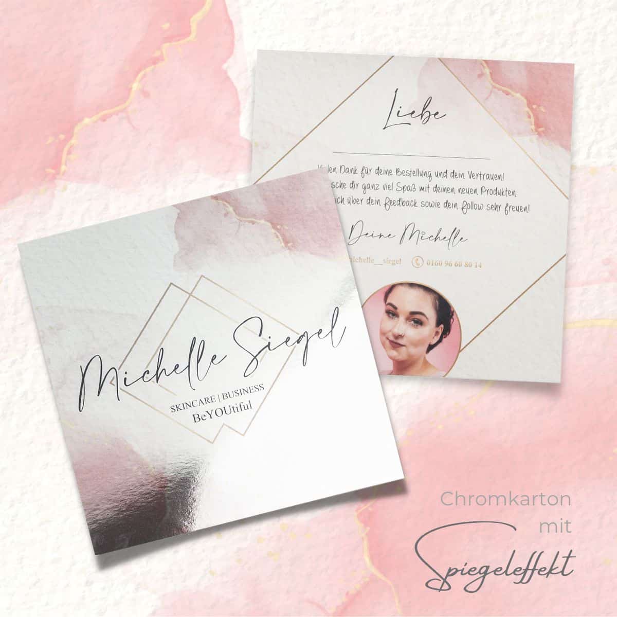 Flyer / Preisliste / Danksagung / Gutschein - Exklusiv spiegelnder Chromkarton