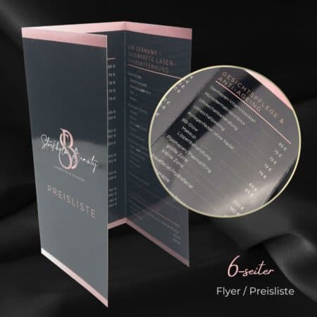 Infoflyer / Preisliste 6-Seiter Flyer / hochglanz / DINlang