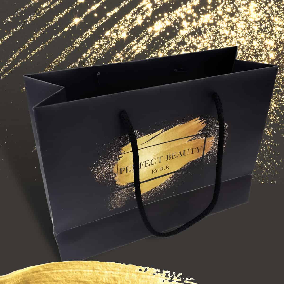 Premium Tragetasche / Papiertasche / Tüte mit Kordel und deinem persönlichen Logo – Bild 3