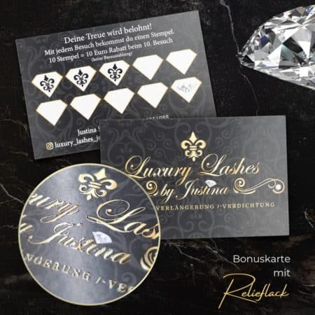 Exklusive Bonuskarte mit LACK-Veredelung