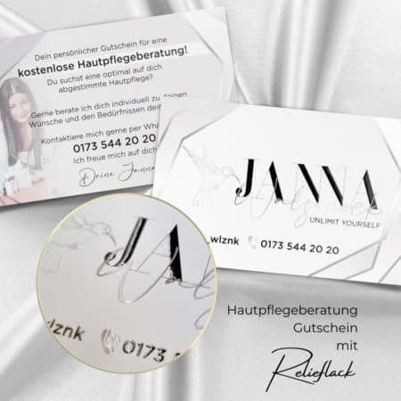 Exklusiver Hautpflegeberatung Gutschein mit LACK-Veredelung