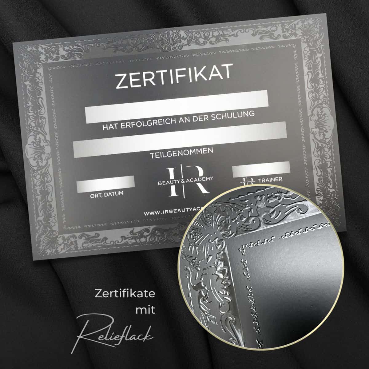 Exklusives Zertifikat / Schulungsurkunde mit Lackdetails / Klarlack