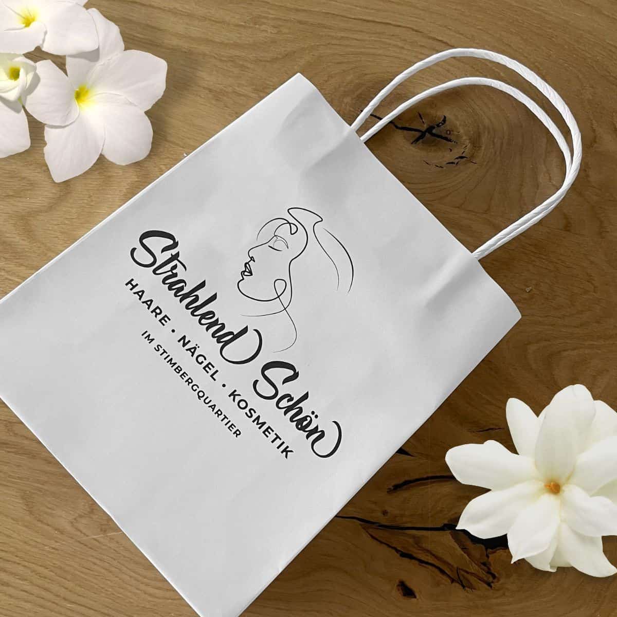 Individuelle Tragetasche / Papiertragetasche / Papiertüte / Tüte weiß mit Logo bedruckt – Bild 6