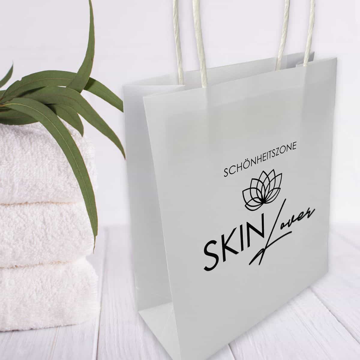 Individuelle Tragetasche / Papiertragetasche / Papiertüte / Tüte weiß mit Logo bedruckt – Bild 4