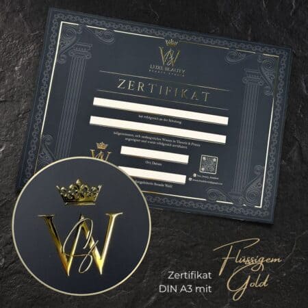 Exklusives Zertifikat / Schulungsurkunde mit flüssigem Gold oder Silber Lack