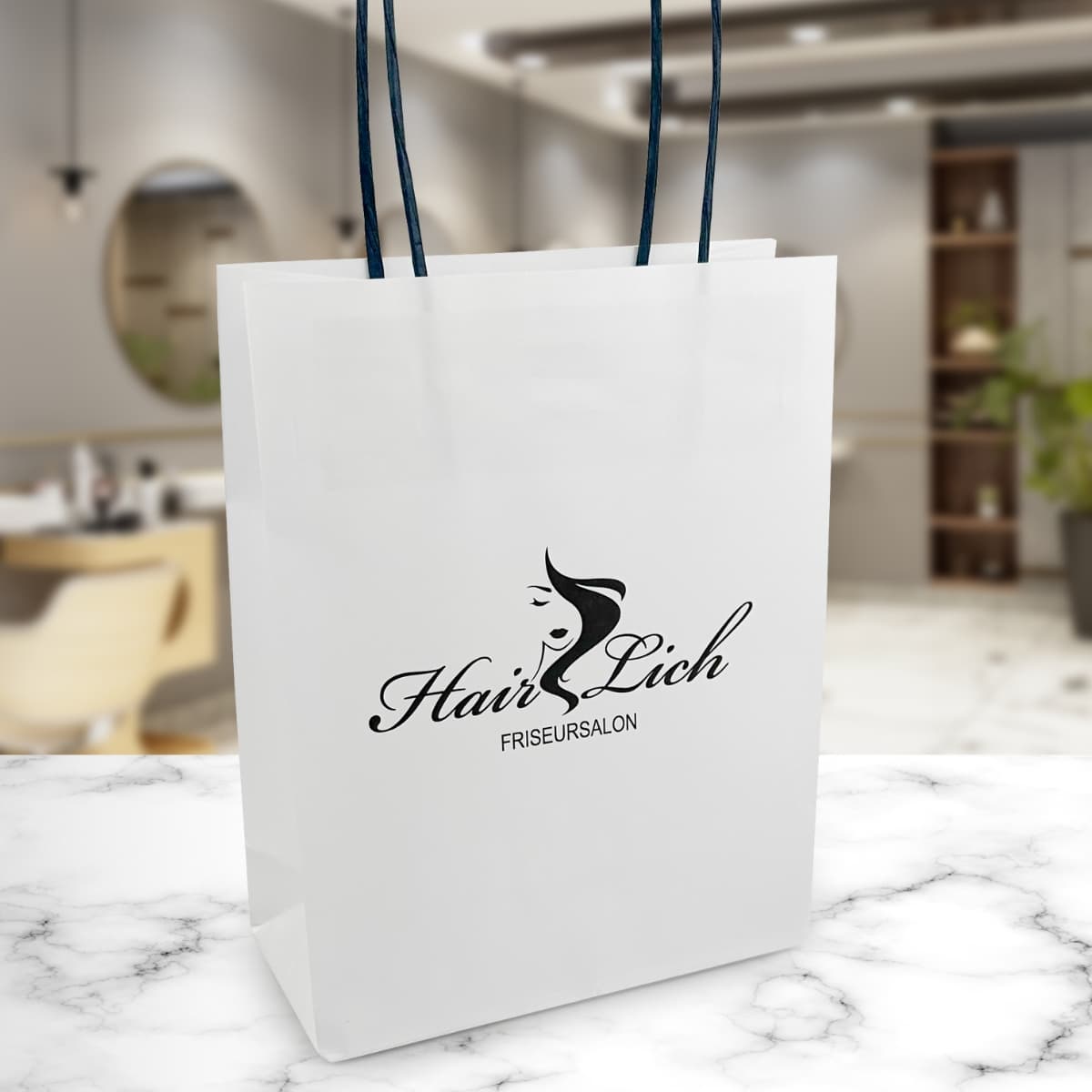 Individuelle Tragetasche / Papiertragetasche / Papiertüte / Tüte weiß mit Logo bedruckt – Bild 3