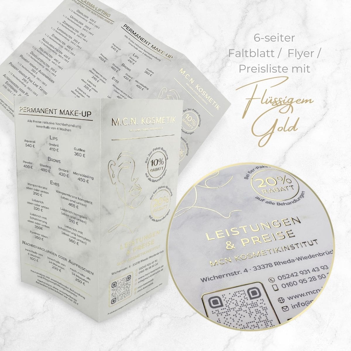 Exklusiver 6-seitiger Flyer / Faltblatt mit flüssigem Gold oder  Silber - Image 6