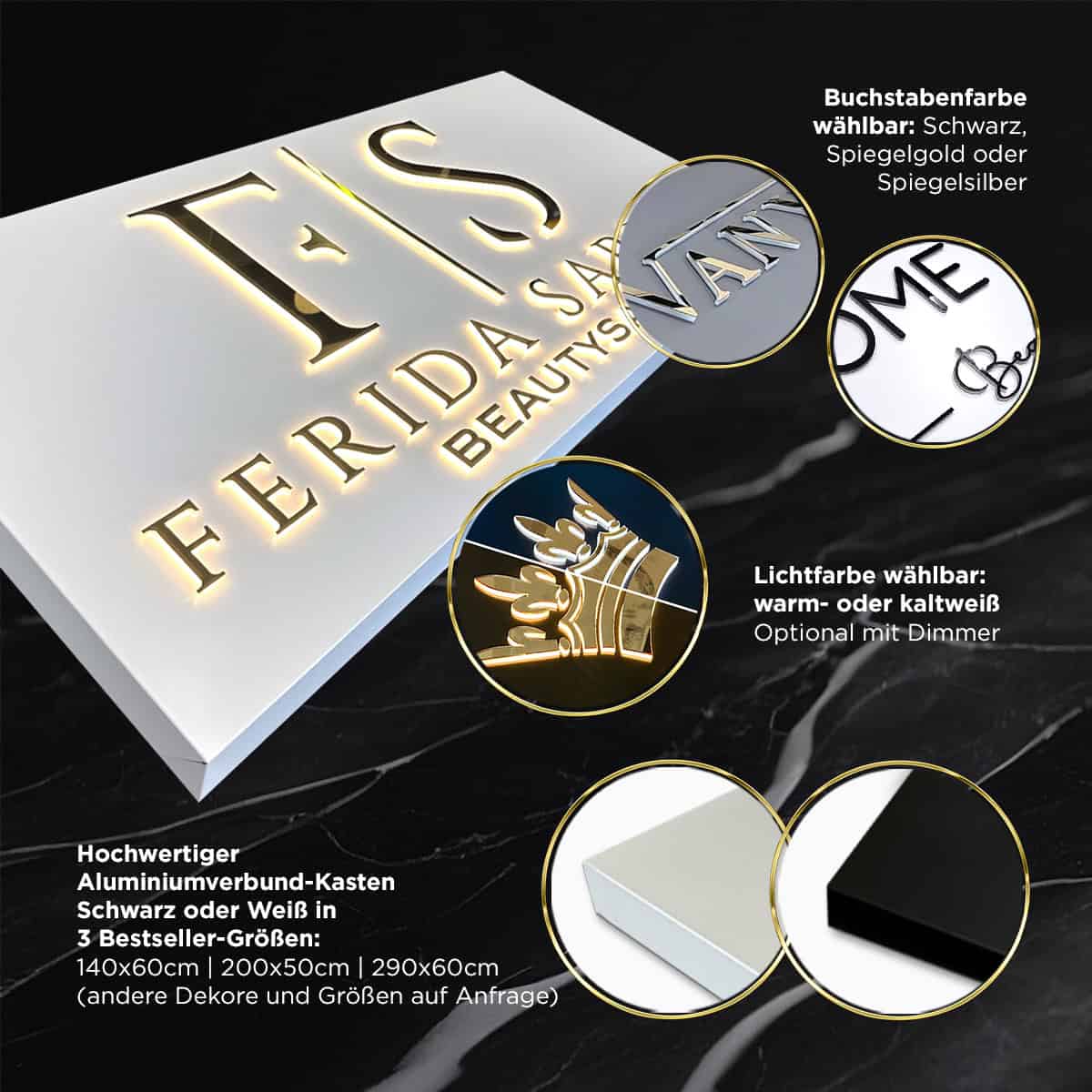 Leuchtreklame - LED - Lichtreklame - Beleuchtetes Werbeschild - Lichtwerbung - Aussenschild mit Licht