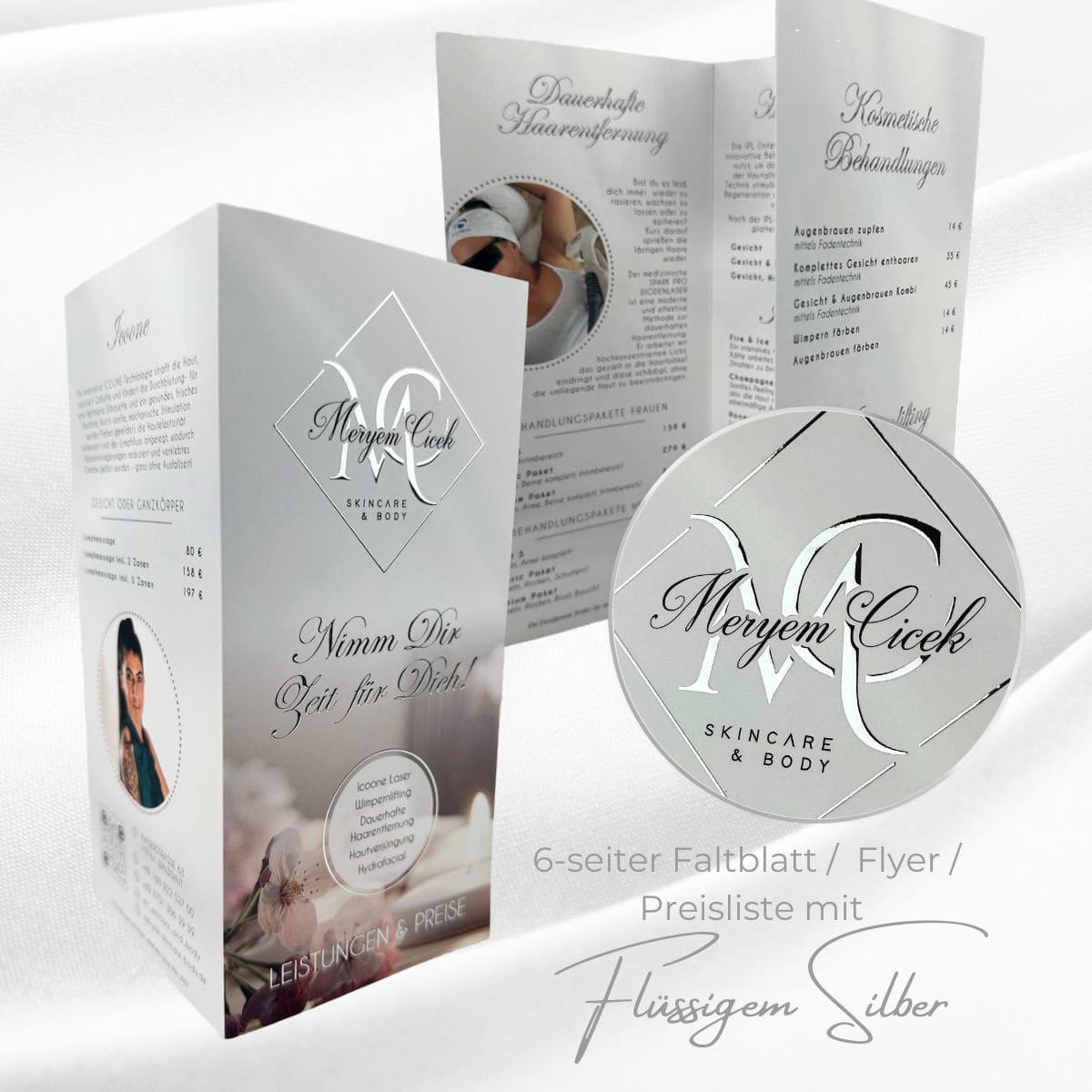 Exklusiver 6-seitiger Flyer / Faltblatt mit flüssigem Gold oder  Silber - Image 3