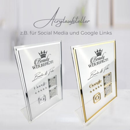 Social Media / Bewerten & Follow & Chat / Aufsteller - Google, Whatsapp, Instagram