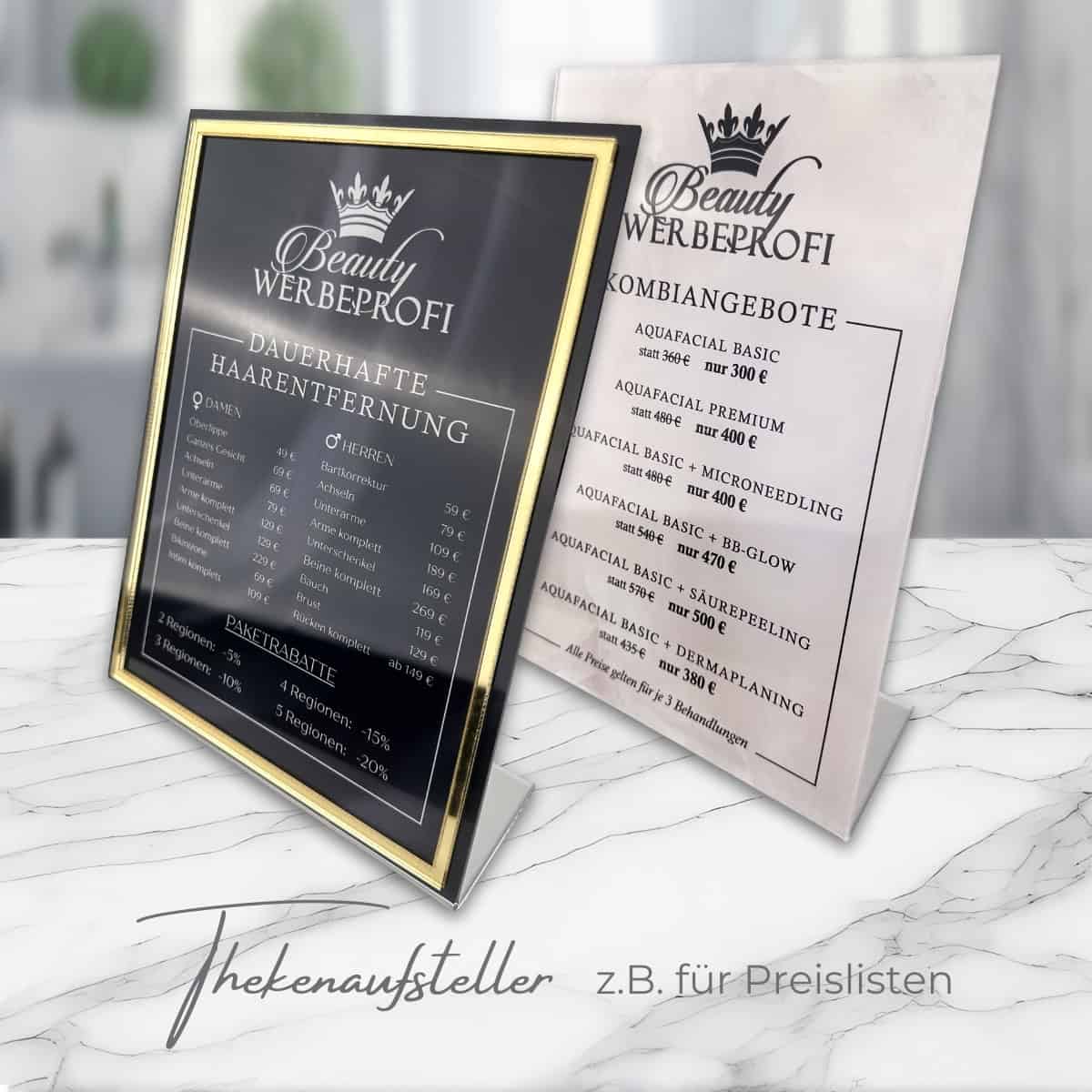 Thekenaufsteller / Preisliste / Infotafel / Hinweistafel